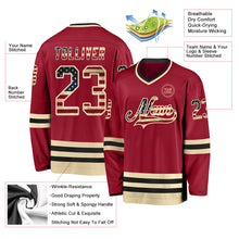 Загрузить изображение в средство просмотра галереи, Custom Maroon Vintage USA Flag Cream-Black Hockey Jersey