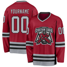 Загрузить изображение в средство просмотра галереи, Custom Maroon Gray-Black Hockey Jersey