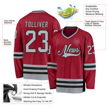 Загрузить изображение в средство просмотра галереи, Custom Maroon Gray-Black Hockey Jersey