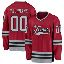 Загрузить изображение в средство просмотра галереи, Custom Maroon Gray-Black Hockey Jersey