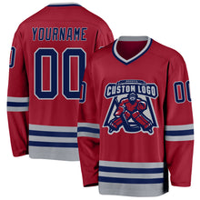 Загрузить изображение в средство просмотра галереи, Custom Maroon Navy-Gray Hockey Jersey