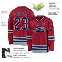 Загрузить изображение в средство просмотра галереи, Custom Maroon Navy-Gray Hockey Jersey