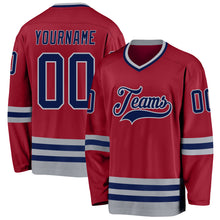 Загрузить изображение в средство просмотра галереи, Custom Maroon Navy-Gray Hockey Jersey