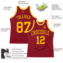 Load image into Gallery viewer, Custom Maroon Gold-White Authentic Throwback Basketball Jersey