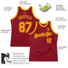 Загрузить изображение в средство просмотра галереи, Custom Maroon Gold Authentic Throwback Basketball Jersey