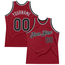 Charger l'image dans la galerie, Custom Maroon Black-Gray Authentic Throwback Basketball Jersey