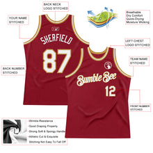 Загрузить изображение в средство просмотра галереи, Custom Maroon White-Old Gold Authentic Throwback Basketball Jersey