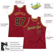 Загрузить изображение в средство просмотра галереи, Custom Maroon Black-Old Gold Authentic Throwback Basketball Jersey