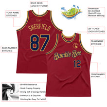 Загрузить изображение в средство просмотра галереи, Custom Maroon Navy-Old Gold Authentic Throwback Basketball Jersey