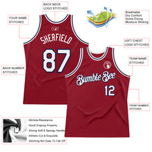 Загрузить изображение в средство просмотра галереи, Custom Maroon White-Navy Authentic Throwback Basketball Jersey
