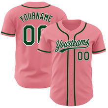 Load image into Gallery viewer, Custom Medium Pink Green-White Authentic Baseball Jersey