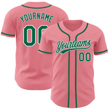 Load image into Gallery viewer, Custom Medium Pink Kelly Green-White Authentic Baseball Jersey