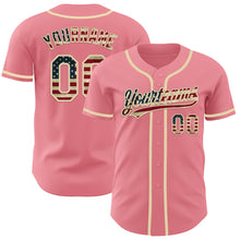 Load image into Gallery viewer, Custom Medium Pink Vintage USA Flag-Cream Authentic Baseball Jersey