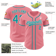 Load image into Gallery viewer, Custom Medium Pink Teal-White Authentic Baseball Jersey