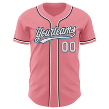 Load image into Gallery viewer, Custom Medium Pink Black-Light Blue Authentic Baseball Jersey