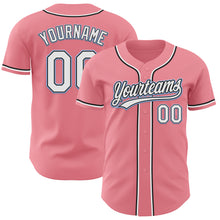 Load image into Gallery viewer, Custom Medium Pink Black-Light Blue Authentic Baseball Jersey