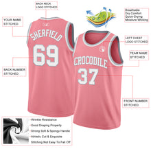 Load image into Gallery viewer, Custom Medium Pink White-Gray Authentic Basketball Jersey