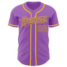 Load image into Gallery viewer, Custom Medium Purple Yellow Authentic Baseball Jersey