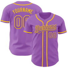 Load image into Gallery viewer, Custom Medium Purple Yellow Authentic Baseball Jersey