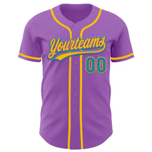 Load image into Gallery viewer, Custom Medium Purple Teal-Yellow Authentic Baseball Jersey