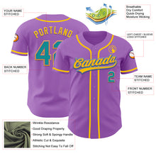 Load image into Gallery viewer, Custom Medium Purple Teal-Yellow Authentic Baseball Jersey