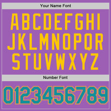 Load image into Gallery viewer, Custom Medium Purple Teal-Yellow Authentic Baseball Jersey
