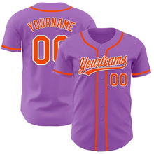 Load image into Gallery viewer, Custom Medium Purple Orange-White Authentic Baseball Jersey