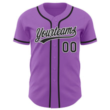 Load image into Gallery viewer, Custom Medium Purple Black-White Authentic Baseball Jersey