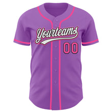 Load image into Gallery viewer, Custom Medium Purple Pink-Black Authentic Baseball Jersey