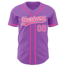 Load image into Gallery viewer, Custom Medium Purple Pink-White Authentic Baseball Jersey
