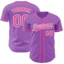 Load image into Gallery viewer, Custom Medium Purple Pink-White Authentic Baseball Jersey