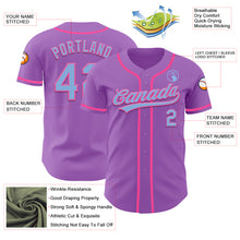 Load image into Gallery viewer, Custom Medium Purple Light Blue-Pink Authentic Baseball Jersey