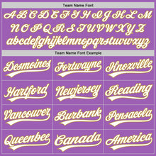 Load image into Gallery viewer, Custom Medium Purple White-Old Gold Authentic Baseball Jersey