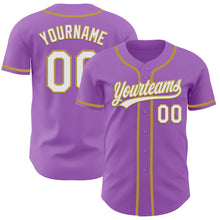 Load image into Gallery viewer, Custom Medium Purple White-Old Gold Authentic Baseball Jersey