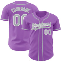 Load image into Gallery viewer, Custom Medium Purple Gray-White Authentic Baseball Jersey