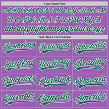 Load image into Gallery viewer, Custom Medium Purple Kelly Green-White Authentic Baseball Jersey