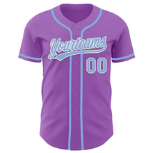 Load image into Gallery viewer, Custom Medium Purple Light Blue-White Authentic Baseball Jersey
