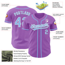 Load image into Gallery viewer, Custom Medium Purple Light Blue-White Authentic Baseball Jersey