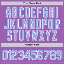 Load image into Gallery viewer, Custom Medium Purple Light Blue-White Authentic Baseball Jersey