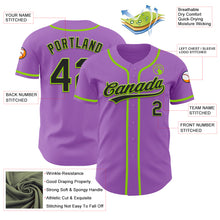 Load image into Gallery viewer, Custom Medium Purple Black-Neon Green Authentic Baseball Jersey