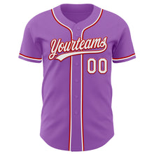 Load image into Gallery viewer, Custom Medium Purple White-Red Authentic Baseball Jersey