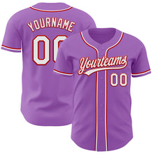 Load image into Gallery viewer, Custom Medium Purple White-Red Authentic Baseball Jersey