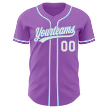 Load image into Gallery viewer, Custom Medium Purple White-Light Blue Authentic Baseball Jersey