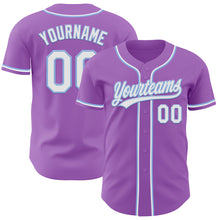 Load image into Gallery viewer, Custom Medium Purple White-Light Blue Authentic Baseball Jersey