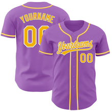 Load image into Gallery viewer, Custom Medium Purple Gold-White Authentic Baseball Jersey