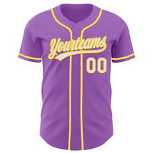 Load image into Gallery viewer, Custom Medium Purple White-Yellow Authentic Baseball Jersey