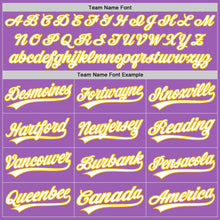 Load image into Gallery viewer, Custom Medium Purple White-Yellow Authentic Baseball Jersey