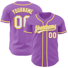 Load image into Gallery viewer, Custom Medium Purple White-Yellow Authentic Baseball Jersey