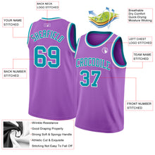Загрузить изображение в средство просмотра галереи, Custom Medium Purple Teal-White Authentic Basketball Jersey