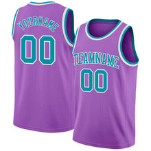 Загрузить изображение в средство просмотра галереи, Custom Medium Purple Teal-White Authentic Basketball Jersey
